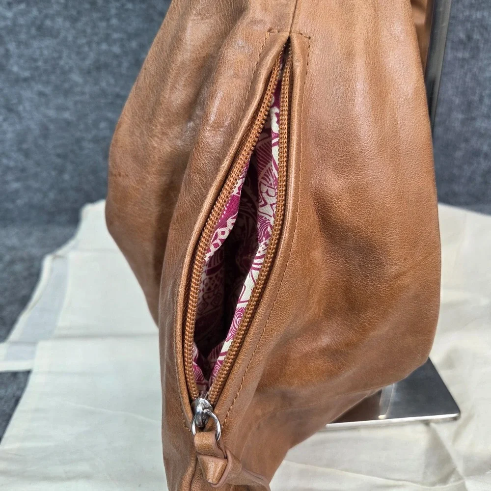 HOBO INTERNATIONAL Paulette Cognac Leather Slouchy Shoulder Handbag Purse Y2k